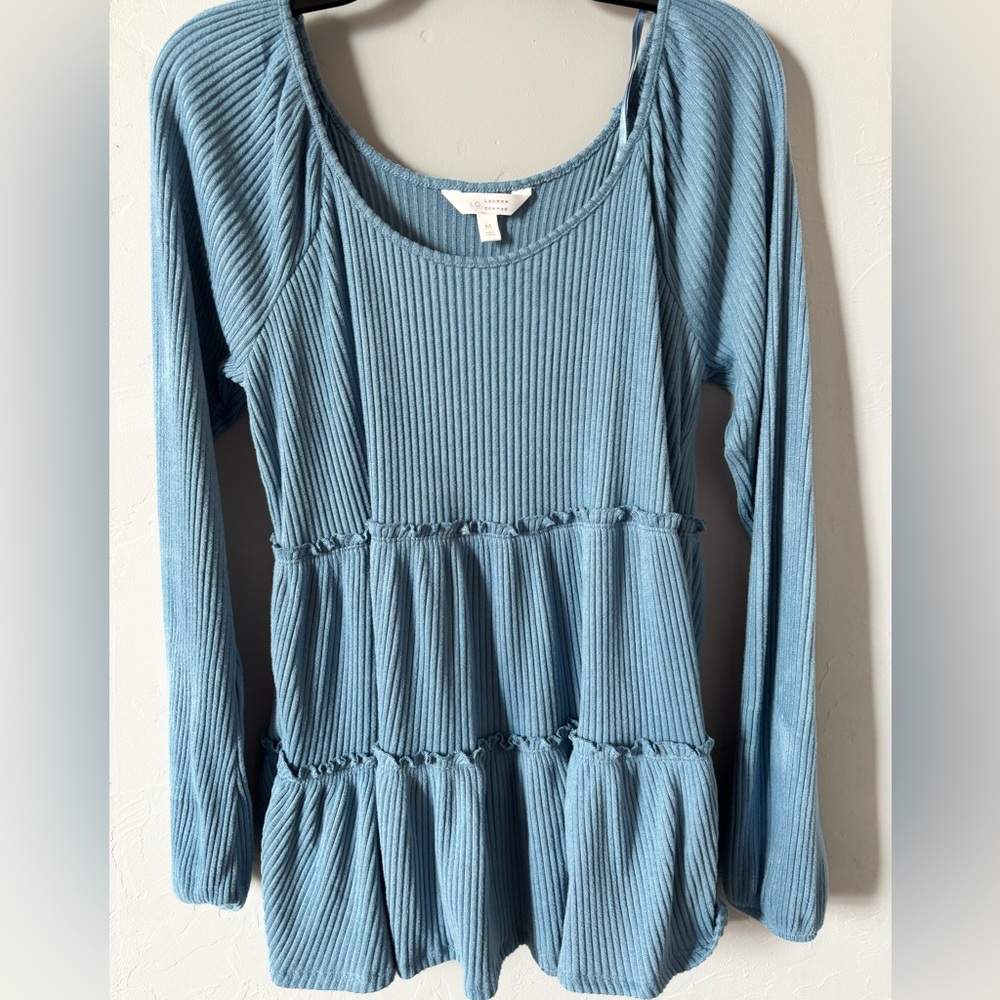 LC Lauren Conrad Teal Ribbed Knit Top